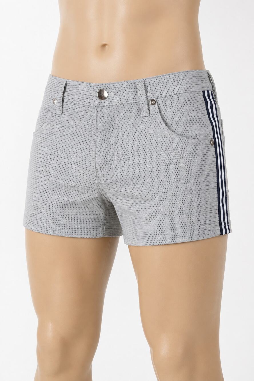 Andrew Christian Men's Gray Stretch Side Stripe Jean Shorts Small 28-30